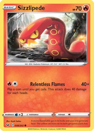 Sizzlipede (38/202) Reverse Holofoil [SWSH: Base Set] Pokemon Single Pokémon