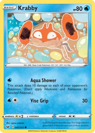 Krabby (42/202) Reverse Holofoil [SWSH: Base Set] Pokemon Single Pokémon