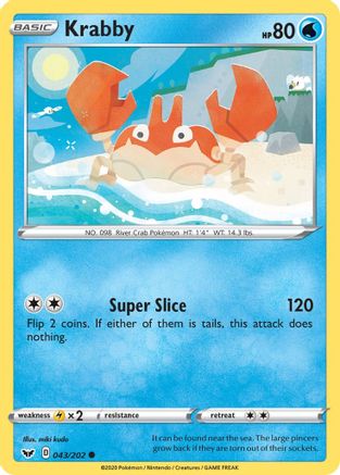Krabby (43/202) Reverse Holofoil [SWSH: Base Set] Pokemon Single Pokémon