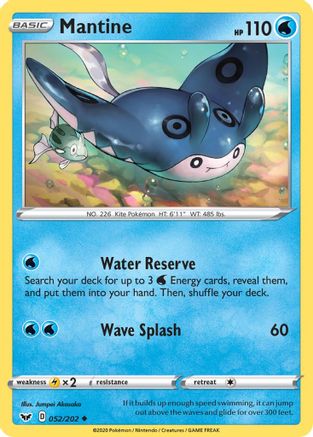 Mantine (52/202) Reverse Holofoil [SWSH: Base Set] Pokemon Single Pokémon