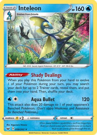 Inteleon (58/202) Reverse Holofoil [SWSH: Base Set] Pokemon Single Pokémon