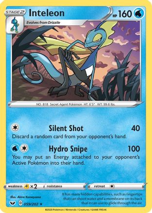 Inteleon (59/202) Reverse Holofoil [SWSH: Base Set] Pokemon Single Pokémon