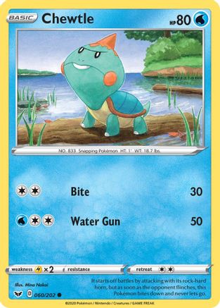 Chewtle (60/202) Reverse Holofoil [SWSH: Base Set] Pokemon Single Pokémon