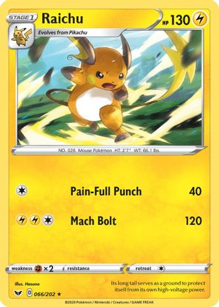 Raichu (66/202) Reverse Holofoil [SWSH: Base Set] Pokemon Single Pokémon