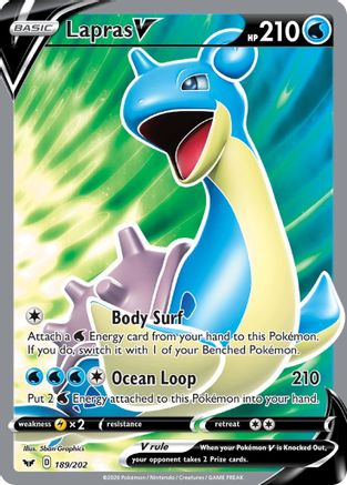 Lapras V (Full Art) (189/202) Holofoil [SWSH: Base Set] Pokemon Single Pokémon