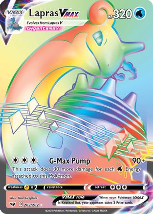 Lapras VMAX (Secret) 203/202 Holofoil [SWSH: Base Set] Pokemon Single Pokémon