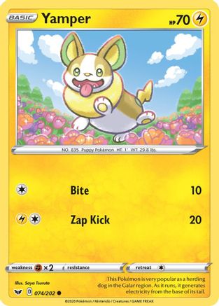 Yamper (74/202) Reverse Holofoil [SWSH: Base Set] Pokemon Single Pokémon
