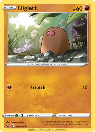Diglett (92/202) Reverse Holofoil [SWSH: Base Set] Pokemon Single Pokémon