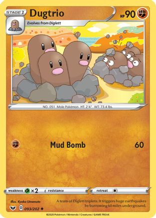Dugtrio (93/202) [SWSH: Base Set] Pokemon Single Pokémon