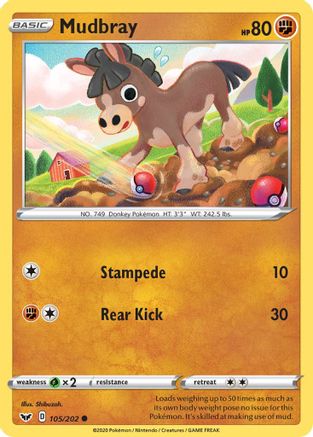 Mudbray (105/202) Reverse Holofoil [SWSH: Base Set] Pokemon Single Pokémon