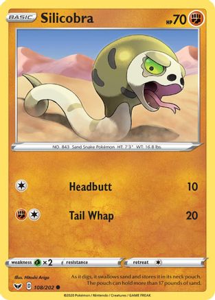 Silicobra (108/202) Reverse Holofoil [SWSH: Base Set] Pokemon Single Pokémon