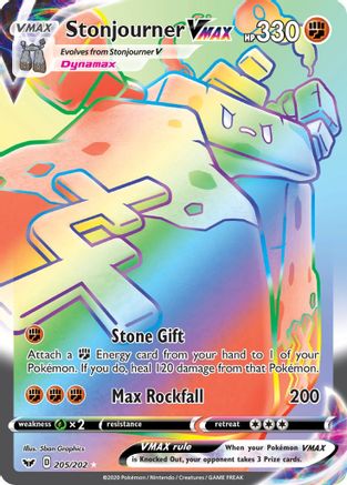 Stonjourner VMAX (Secret) 205/202 Holofoil [SWSH: Base Set] Pokemon Single Pokémon