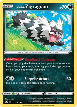 Galarian Zigzagoon (117/202) Reverse Holofoil [SWSH: Base Set] Pokemon Single Pokémon