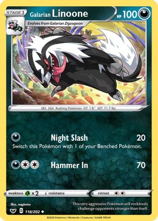 Galarian Linoone (118/202) Reverse Holofoil [SWSH: Base Set] Pokemon Single Pokémon