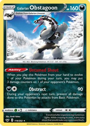 Galarian Obstagoon (119/202) Reverse Holofoil [SWSH: Base Set] Pokemon Single Pokémon