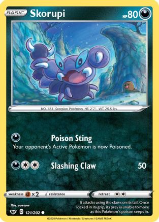 Skorupi (121/202) Reverse Holofoil [SWSH: Base Set] Pokemon Single Pokémon