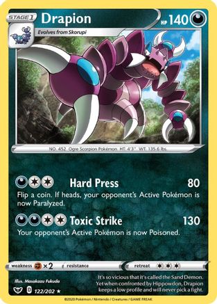 Drapion (122/202) Reverse Holofoil [SWSH: Base Set] Pokemon Single Pokémon