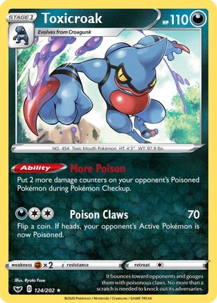 Toxicroak (124/202) Reverse Holofoil [SWSH: Base Set] Pokemon Single Pokémon