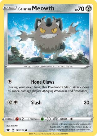 Galarian Meowth (127/202) Reverse Holofoil [SWSH: Base Set] Pokemon Single Pokémon