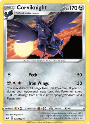 Corviknight (135/202) Reverse Holofoil [SWSH: Base Set] Pokemon Single Pokémon