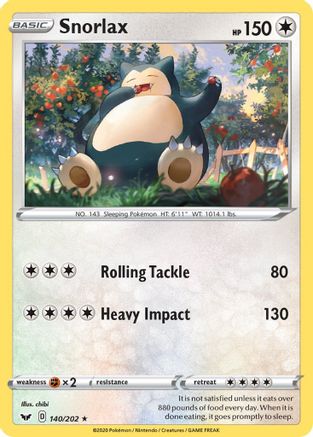Snorlax (140/202) Reverse Holofoil [SWSH: Base Set] Pokemon Single Pokémon