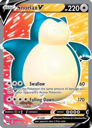 Snorlax V (Full Art) 197/202 Holofoil [SWSH: Base Set] Pokemon Single Pokémon