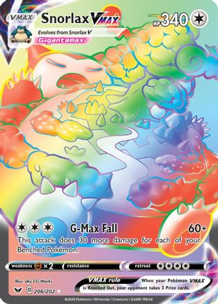 Snorlax VMAX (Secret) (206/202) Holofoil [SWSH: Base Set] Pokemon Single Pokémon