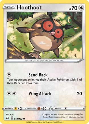 Hoothoot 143/202 [SWSH: Base Set] Pokemon Single Pokémon