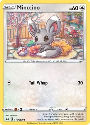 Minccino (146/202) Reverse Holofoil [SWSH: Base Set] Pokemon Single Pokémon
