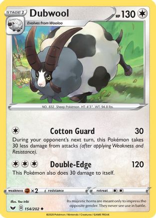 Dubwool (154/202) Reverse Holofoil [SWSH: Base Set] Pokemon Single Pokémon