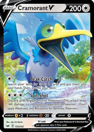 Cramorant V (155/202) - [SWSH: Base Set] Holofoil Pokemon Single Pokémon