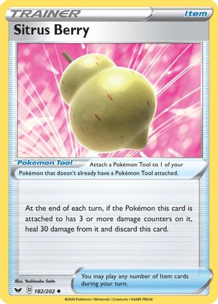Sitrus Berry (182/202) Reverse Holofoil [SWSH: Base Set] Pokemon Single Pokémon