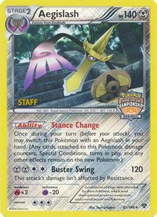 Aegislash - 85/146 (Regional Championships) [Staff] () Reverse Holofoil [Promos: League & Championship Cards] Pokemon Single Pokémon