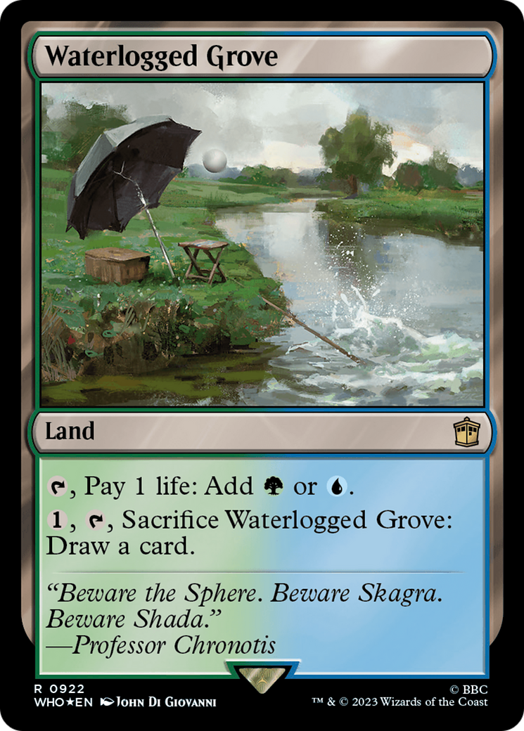 Waterlogged Grove (Surge Foil) (WHO-922) [Doctor Who] Foil MTG Single Wizards of the Coast