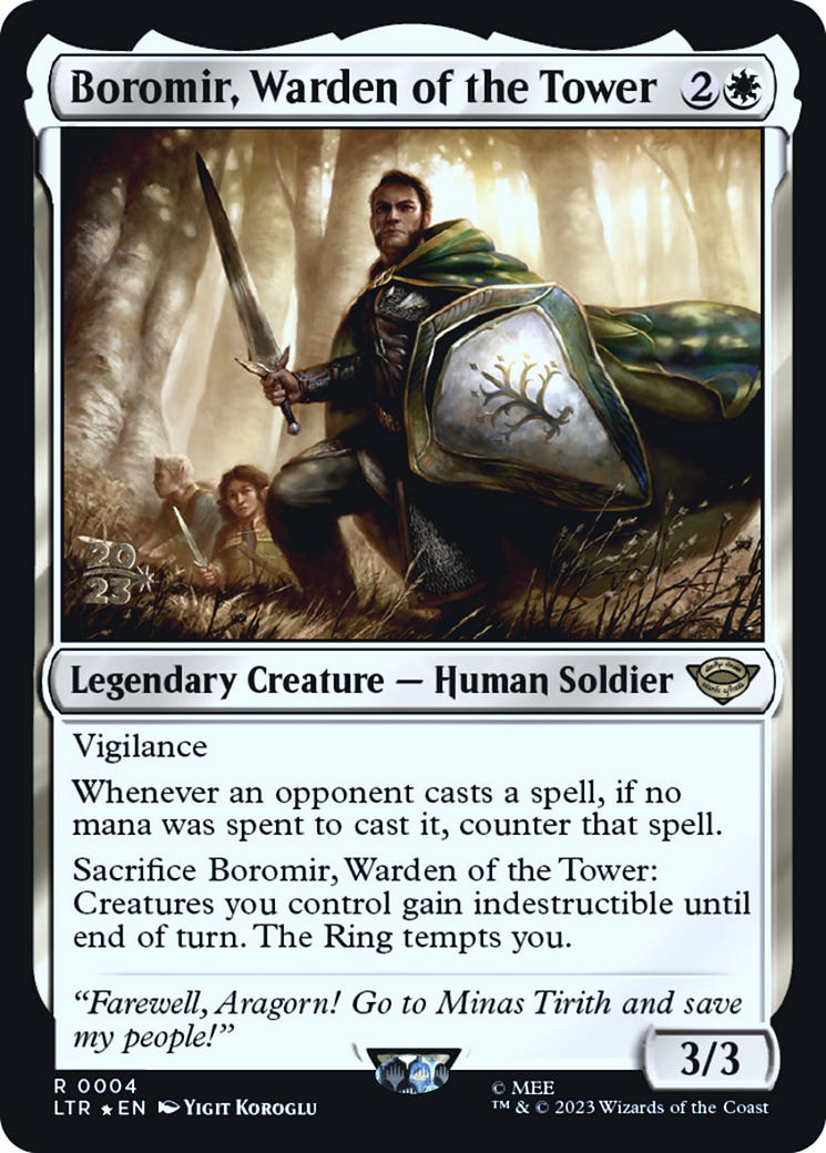 Boromir, Warden of the Tower (PRE-004) [Tales of Middle-earth Promos] Foil MTG Single Wizards of the Coast