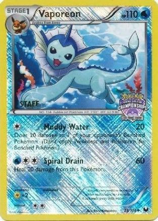 Vaporeon 25/108 (State Championships) [Staff] () Reverse Holofoil [Promos: League & Championship Cards] Pokemon Single Pokémon