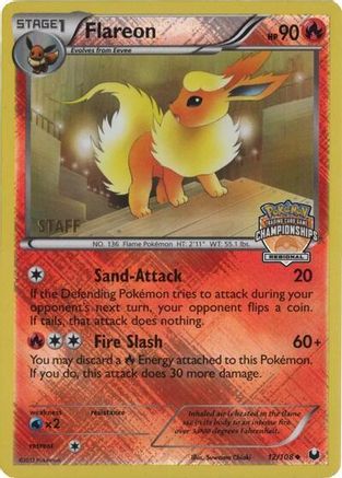 Flareon - 12/108 (Regional Championships) [Staff] () Reverse Holofoil [Promos: League & Championship Cards] Pokemon Single Pokémon