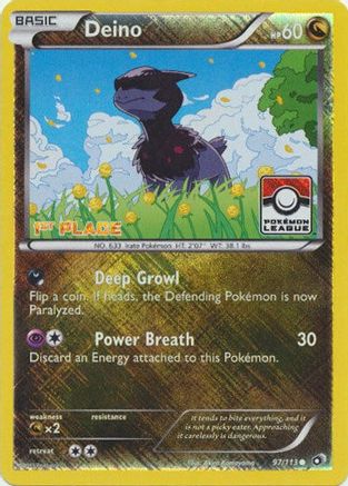 Deino - 97/113 (Pokemon League) [1st Place] () Reverse Holofoil [Promos: League & Championship Cards] Pokemon Single Pokémon