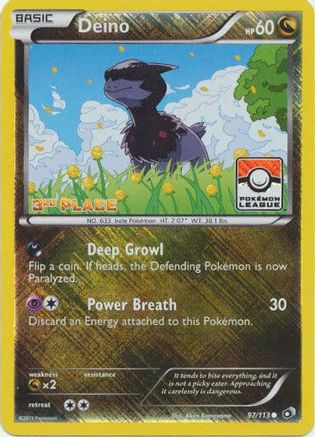 Deino - 97/113 (Pokemon League) [3rd Place] () Reverse Holofoil [Promos: League & Championship Cards] Pokemon Single Pokémon