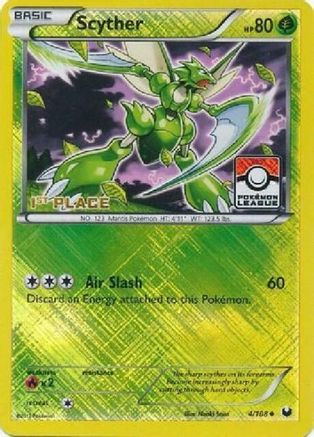Scyther - 4/108 (Pokemon League) [1st Place] () Reverse Holofoil [Promos: League & Championship Cards] Pokemon Single Pokémon