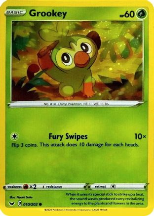 Grookey 010/202 (Cosmos Holo) Holofoil [Misc: Blister Exclusives] Pokemon Single Pokémon