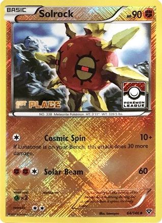 Solrock 64/146 (Pokemon League) [1st Place] () Reverse Holofoil [Promos: League & Championship Cards] Pokemon Single Pokémon