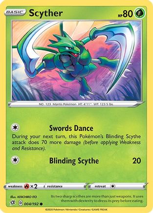 Scyther (4/192) Reverse Holofoil [SWSH: Rebel Clash] Pokemon Single Pokémon