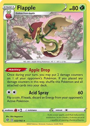 Flapple (22/192) Reverse Holofoil [SWSH: Rebel Clash] Pokemon Single Pokémon