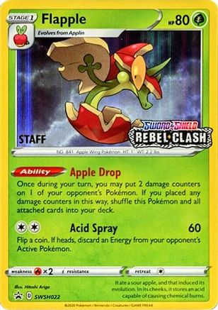 Flapple - SWSH022 (Prerelease) [Staff] () Holofoil [Promos: SWSH Promo Cards] Pokemon Single Pokémon
