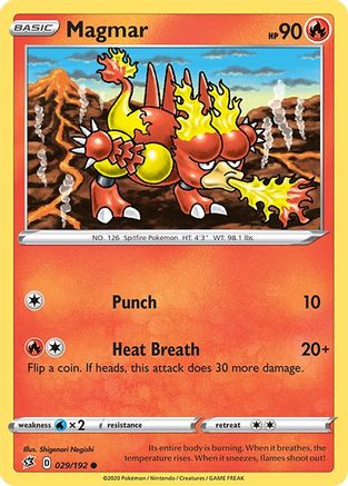 Magmar (29/192) Reverse Holofoil [SWSH: Rebel Clash] Pokemon Single Pokémon