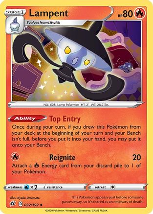 Lampent (32/192) Reverse Holofoil [SWSH: Rebel Clash] Pokemon Single Pokémon