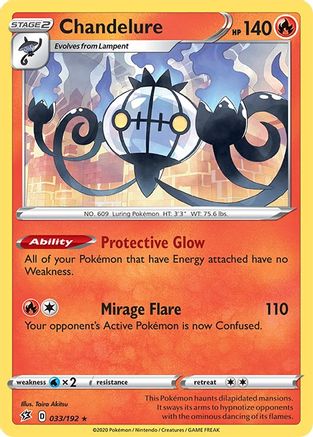 Chandelure (33/192) Reverse Holofoil [SWSH: Rebel Clash] Pokemon Single Pokémon