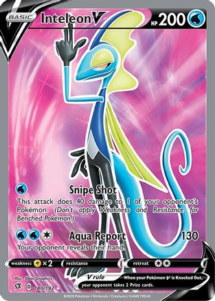 Inteleon V (Full Art) 180/192 Holofoil [SWSH: Rebel Clash] Pokemon Single Pokémon