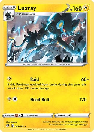 Luxray (62/192) Reverse Holofoil [SWSH: Rebel Clash] Pokemon Single Pokémon
